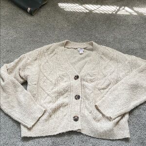 Auden Beige Cable Knit Cardigan